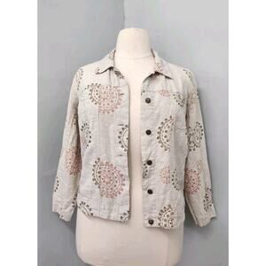 Alexandra Bartlett 100% Linen Jean Style Jacket Beige Size Xl 1X